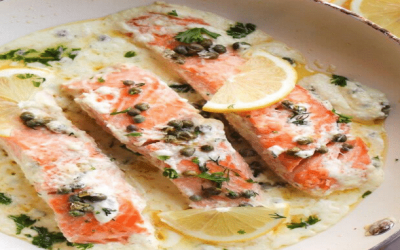 Creamy Lemon and Dill Pan Seared Salmon Recipe